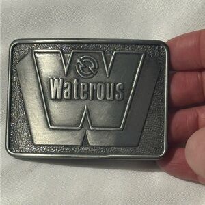 Vintage Waterous Fire Pumps Company Belt Buckle Dark Silver Die Cast Canada